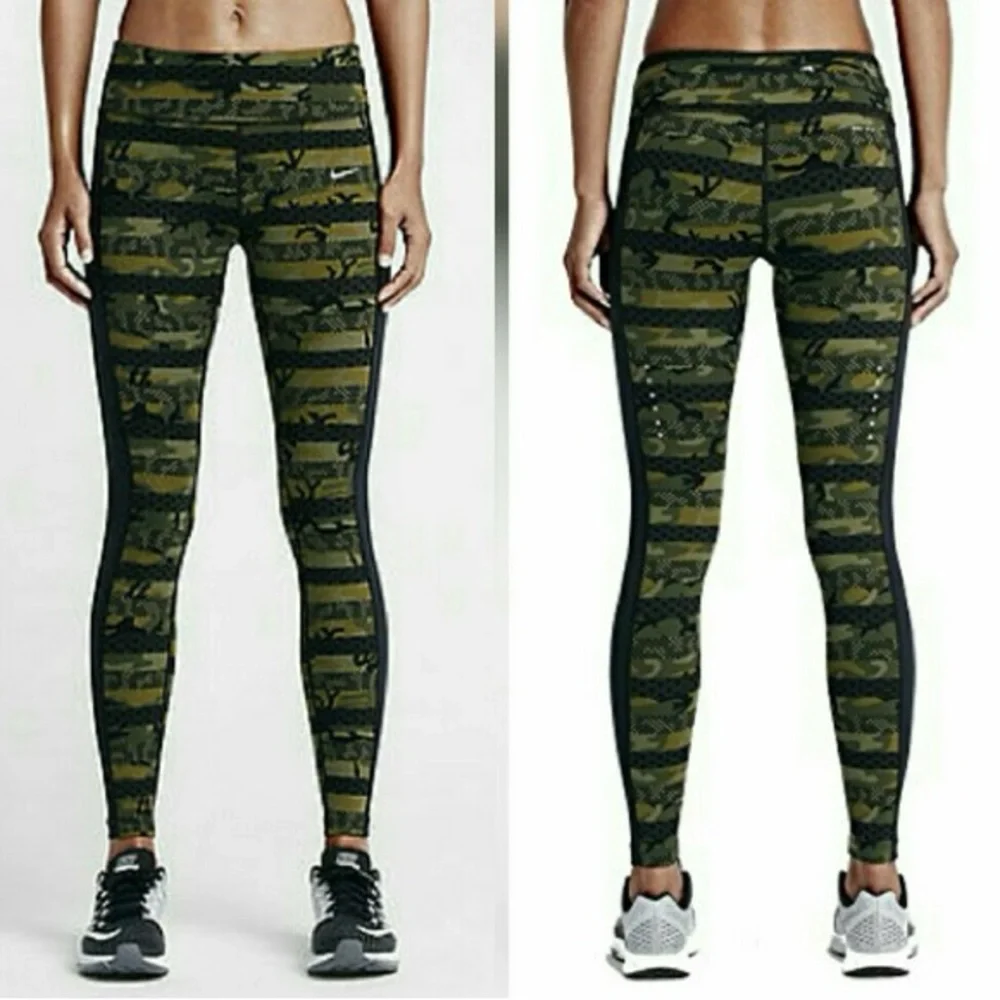 Nike Dri-Fit Clash Epic Leggings in Green Camo Stripe